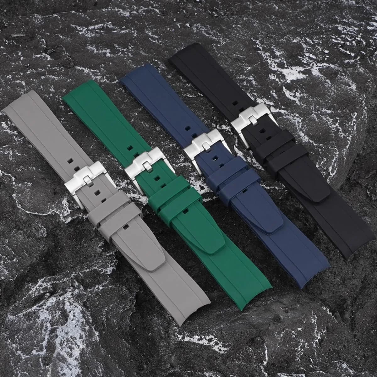 Niziruoup 20mm Silicone Watch Band Curved End No Gap | Classic Solid Pattern - view 6