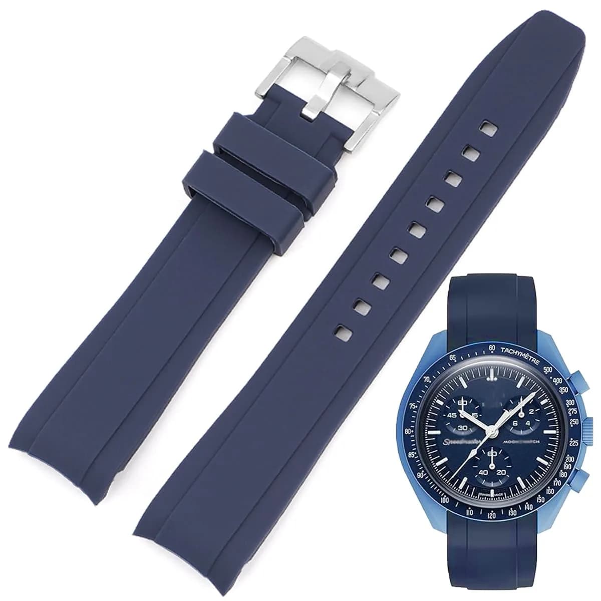 Niziruoup 20mm Silicone Watch Band Curved End No Gap | Classic Solid Pattern - view 8