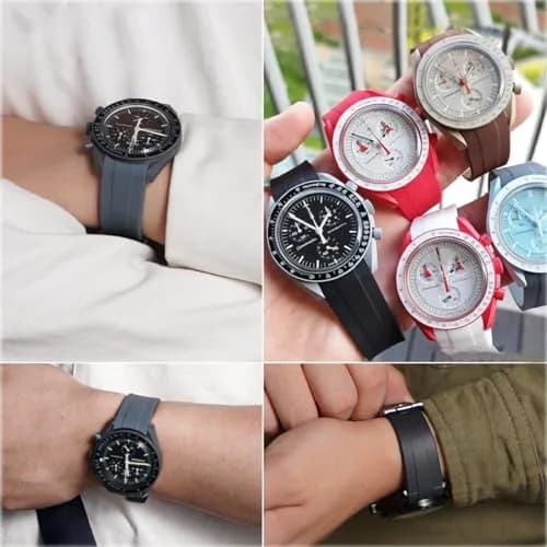 Niziruoup Red Silicone Watch Band for Omega x Swatch Moonswatch 20mm (0.79 inch) | Curved End No Gap thumbnail 5