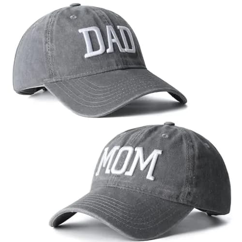 Aeonda Mom Dad Embroidered Baseball Caps Set of 2 Adjustable Cotton Hats | Matching Couple Gifts thumbnail 1