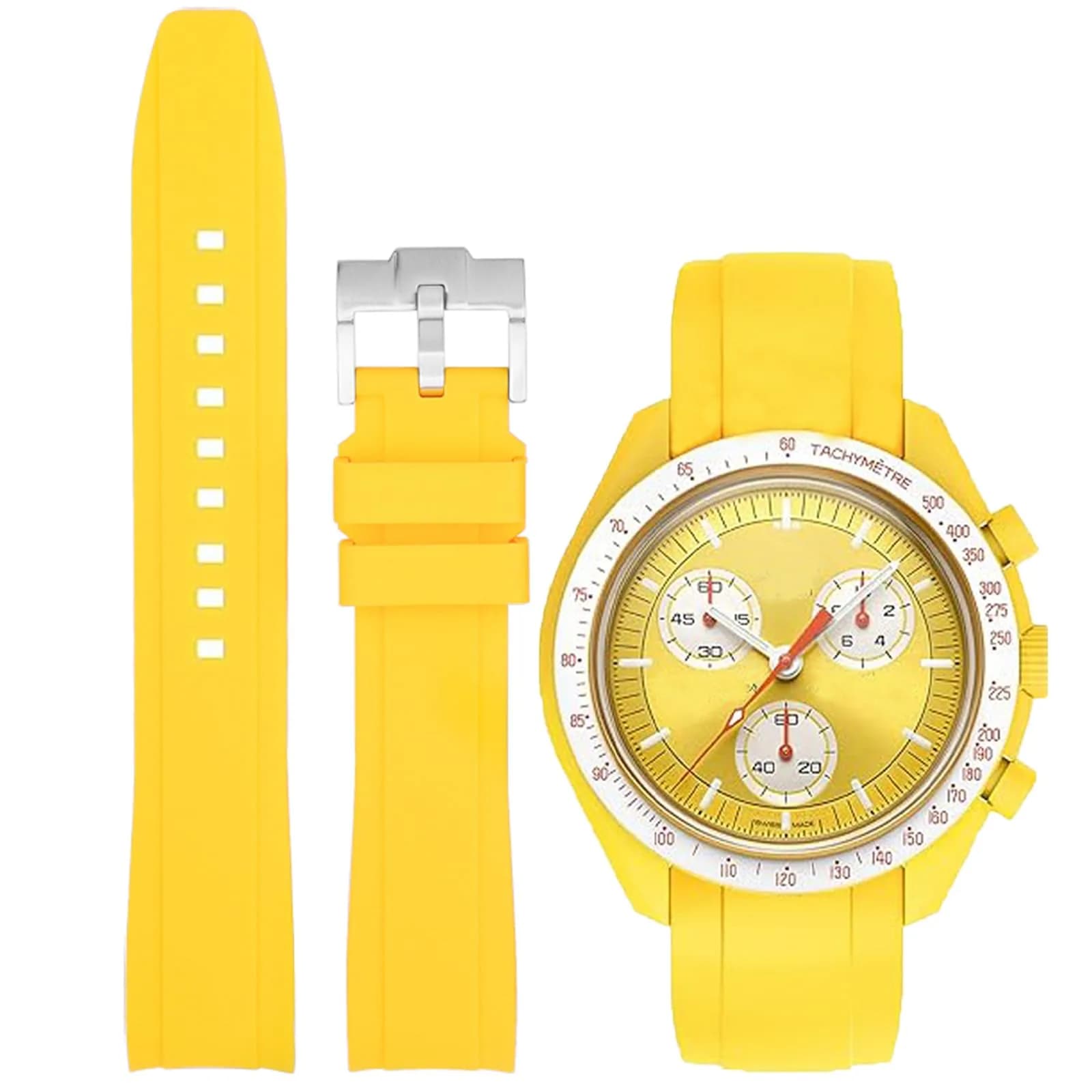 Niziruoup Yellow Silicone Watch Band for Omega x Swatch MoonSwatch 20mm | Curved End No Gap, Waterproof, Adjustable - main product image