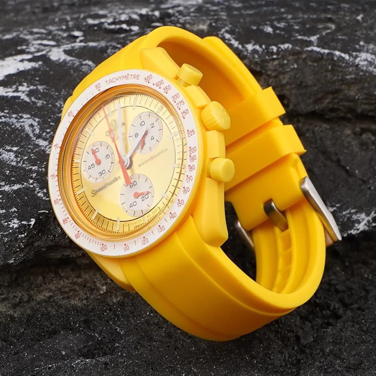 Niziruoup Yellow Silicone Watch Band for Omega x Swatch MoonSwatch 20mm | Curved End No Gap, Waterproof, Adjustable - view 6