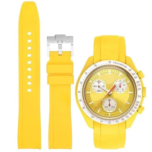Niziruoup Yellow Silicone Watch Band for Omega x Swatch MoonSwatch 20mm | Curved End No Gap, Waterproof, Adjustable thumbnail 1
