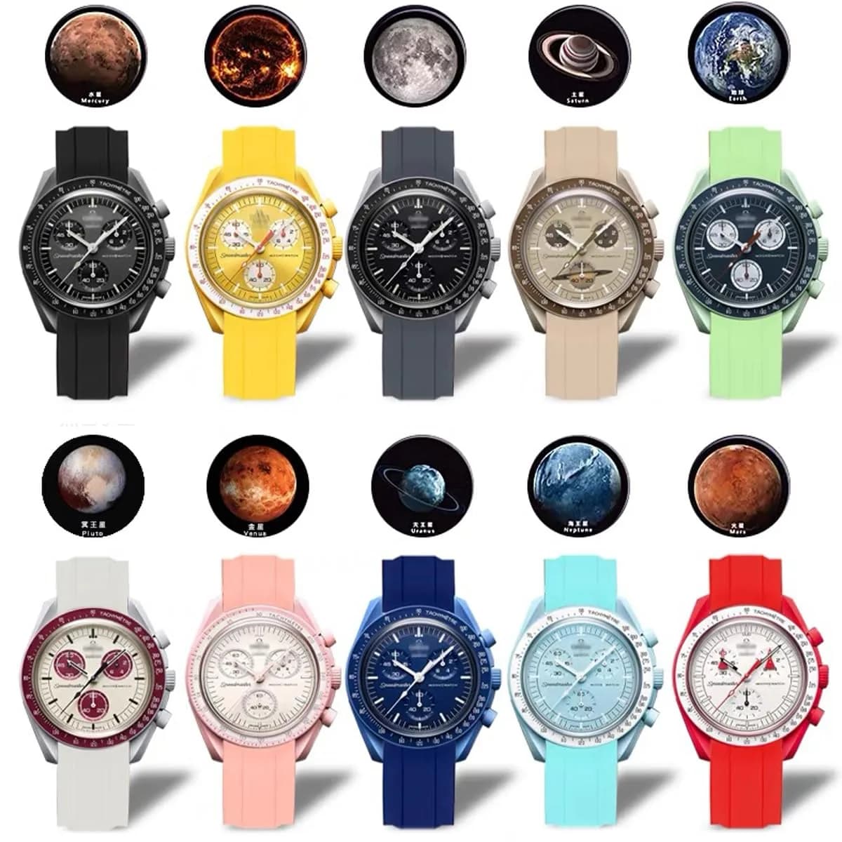 Niziruoup Yellow Silicone Watch Band for Omega x Swatch MoonSwatch 20mm | Curved End No Gap, Waterproof, Adjustable - view 2