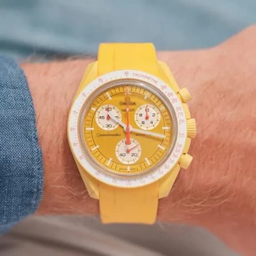 Niziruoup Yellow Silicone Watch Band for Omega x Swatch MoonSwatch 20mm | Curved End No Gap, Waterproof, Adjustable thumbnail 3