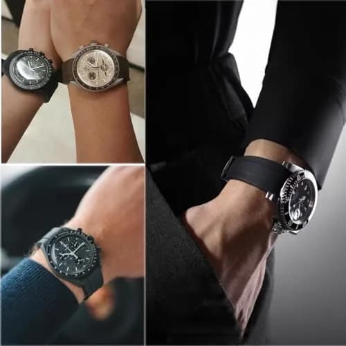 Niziruoup 20mm Silicone Watch Strap | Curved End No Gap Black Band for Omega X Swatch Moonswatch thumbnail 5