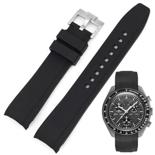 Niziruoup 20mm Silicone Watch Strap | Curved End No Gap Black Band for Omega X Swatch Moonswatch thumbnail 8