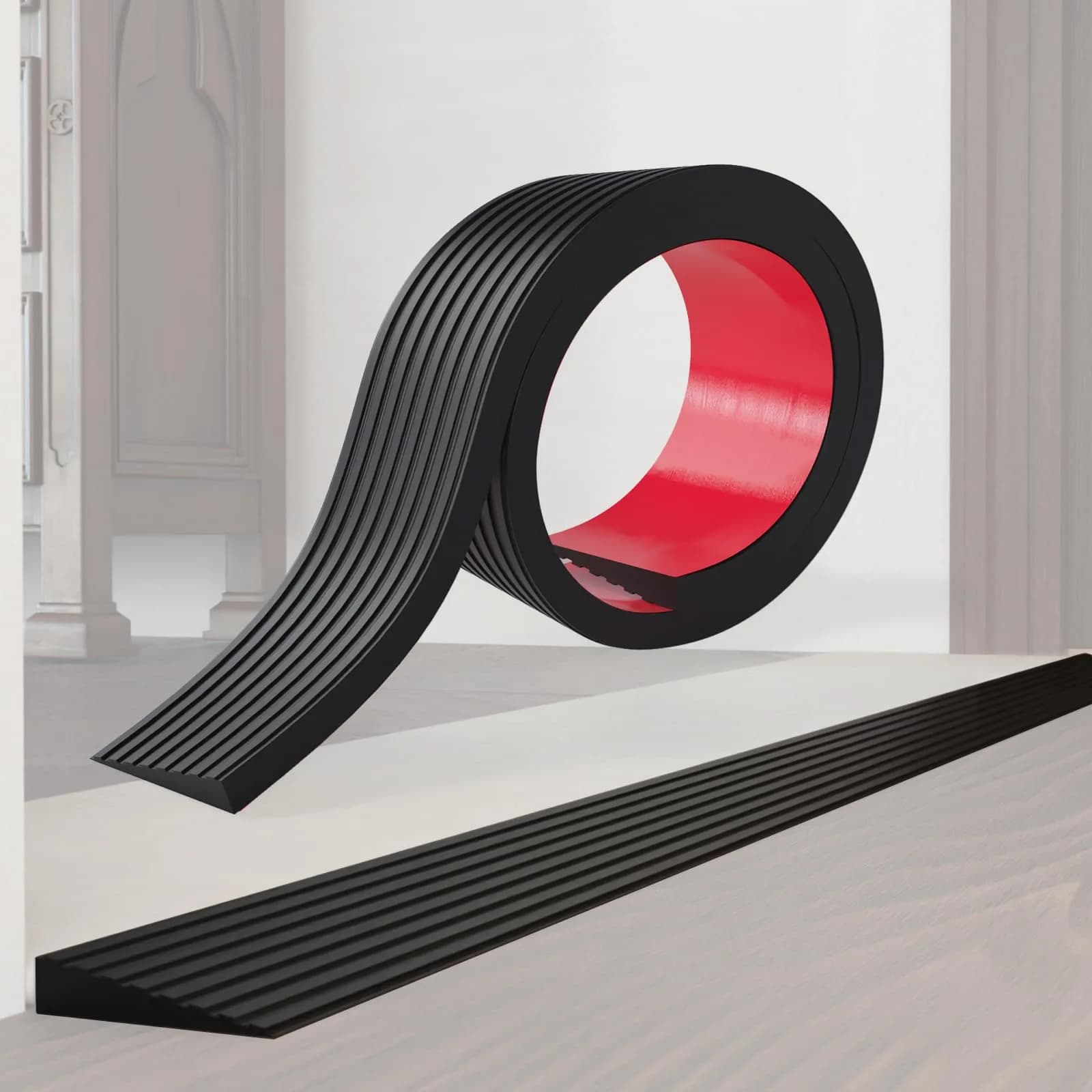 Boiarc Threshold Ramps for Doorways 3/8'' Rise-3.3Ft Long | Rubber Non-slip Threshold Strip — Black