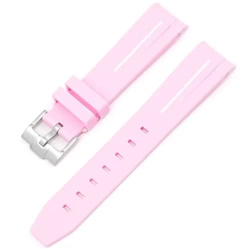 Niziruoup Pink White Line Rubber Watch Band for Moonswatch 20mm (0.79in) | Curved No Gap, Premium TPU thumbnail 1