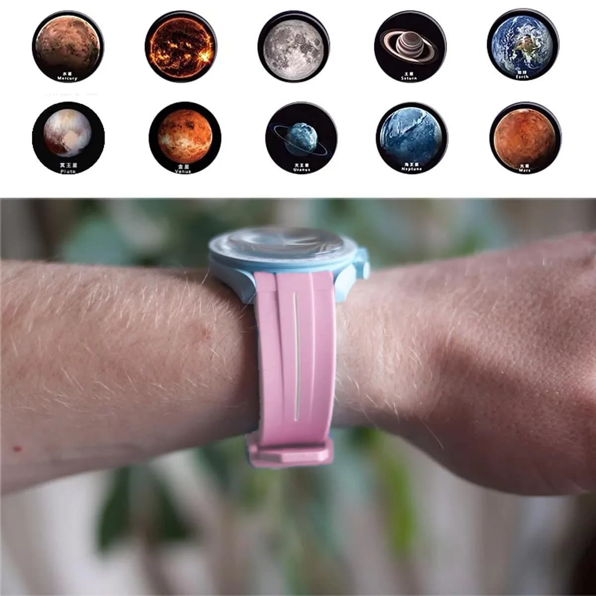 Niziruoup Pink White Line Rubber Watch Band for Moonswatch 20mm (0.79in) | Curved No Gap, Premium TPU - view 2