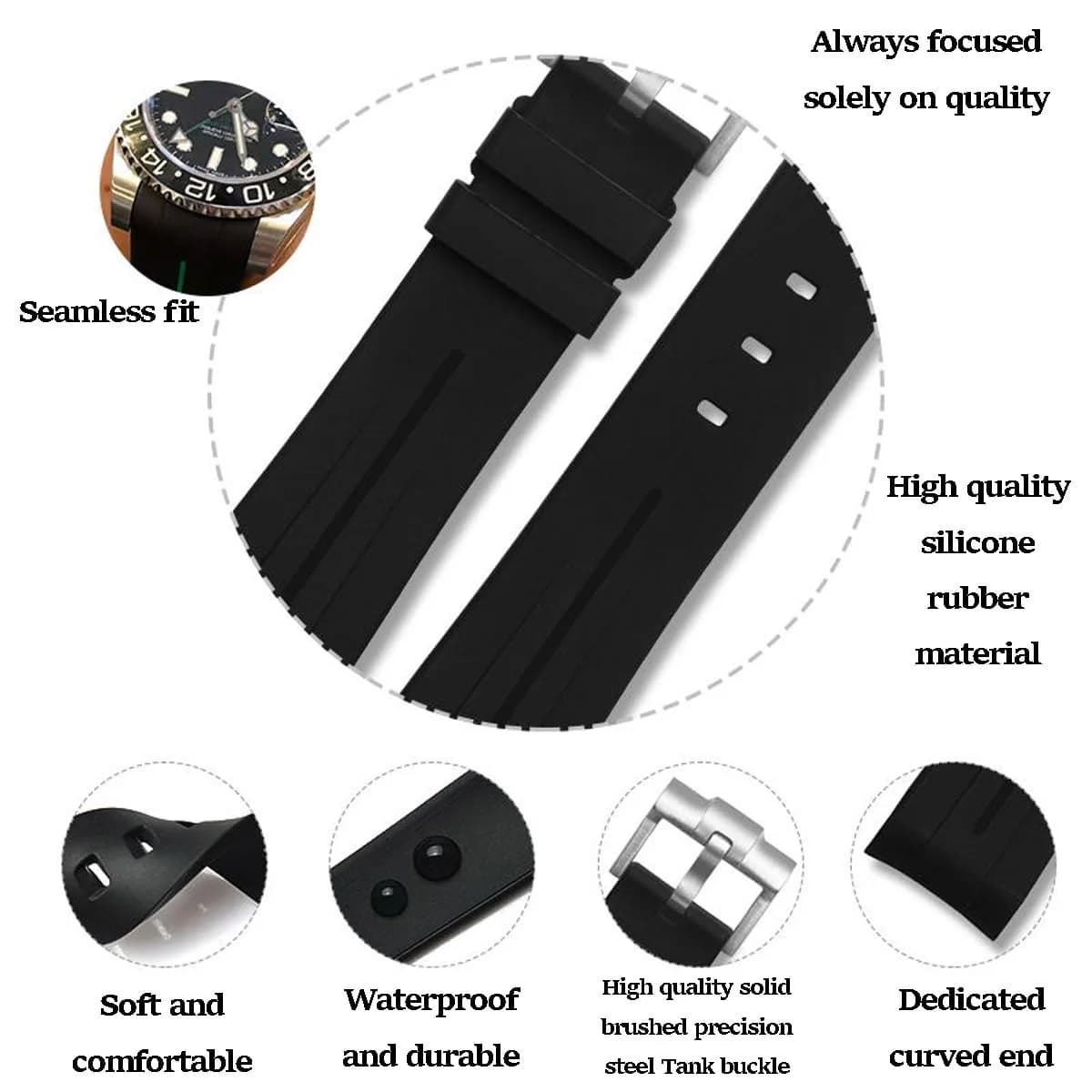 Niziruoup Pink White Line Rubber Watch Band for Moonswatch 20mm (0.79in) | Curved No Gap, Premium TPU - view 3