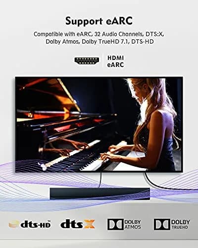 Silkland 8K HDMI 2.1 ARC/eARC Cable 4.9m (15ft) | Supports 4K@120Hz, 8K@60Hz, 48Gbps thumbnail 4