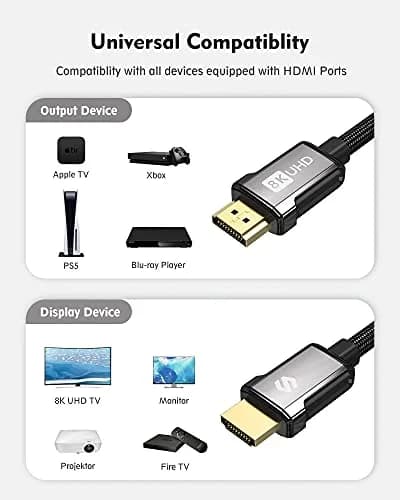 Silkland 8K HDMI 2.1 ARC/eARC Cable 4.9m (15ft) | Supports 4K@120Hz, 8K@60Hz, 48Gbps thumbnail 7
