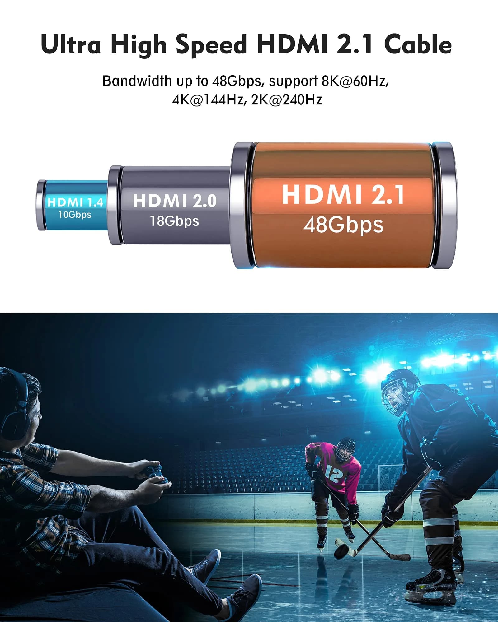 Silkland 8K HDMI 2.1 Cable 4.57m (15ft) | Supports 8K@60Hz, 4K@120Hz, eARC, HDR, 48Gbps - view 2