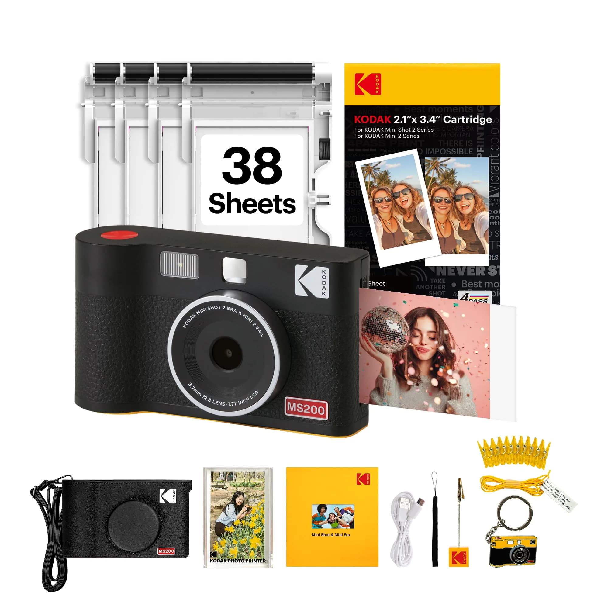 KODAK Mini Shot 2 ERA Instant Camera & Printer Bundle, Black | 2x3" Dye-Sublimation Prints - main product image