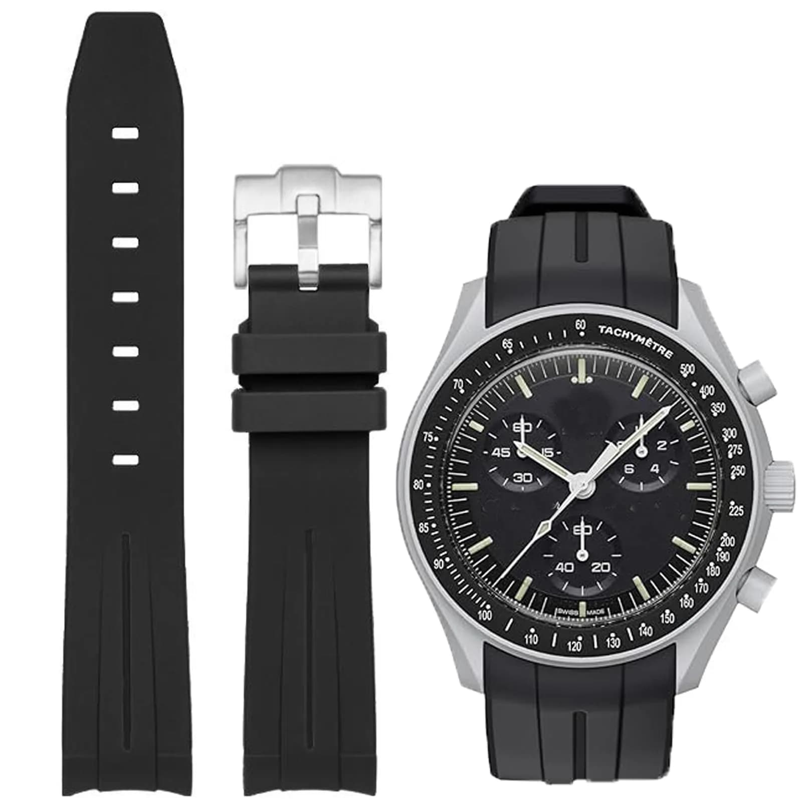 Niziruoup Rubber Strap for Moonswatch Watch | Curved No Gap Silicone Band 20mm