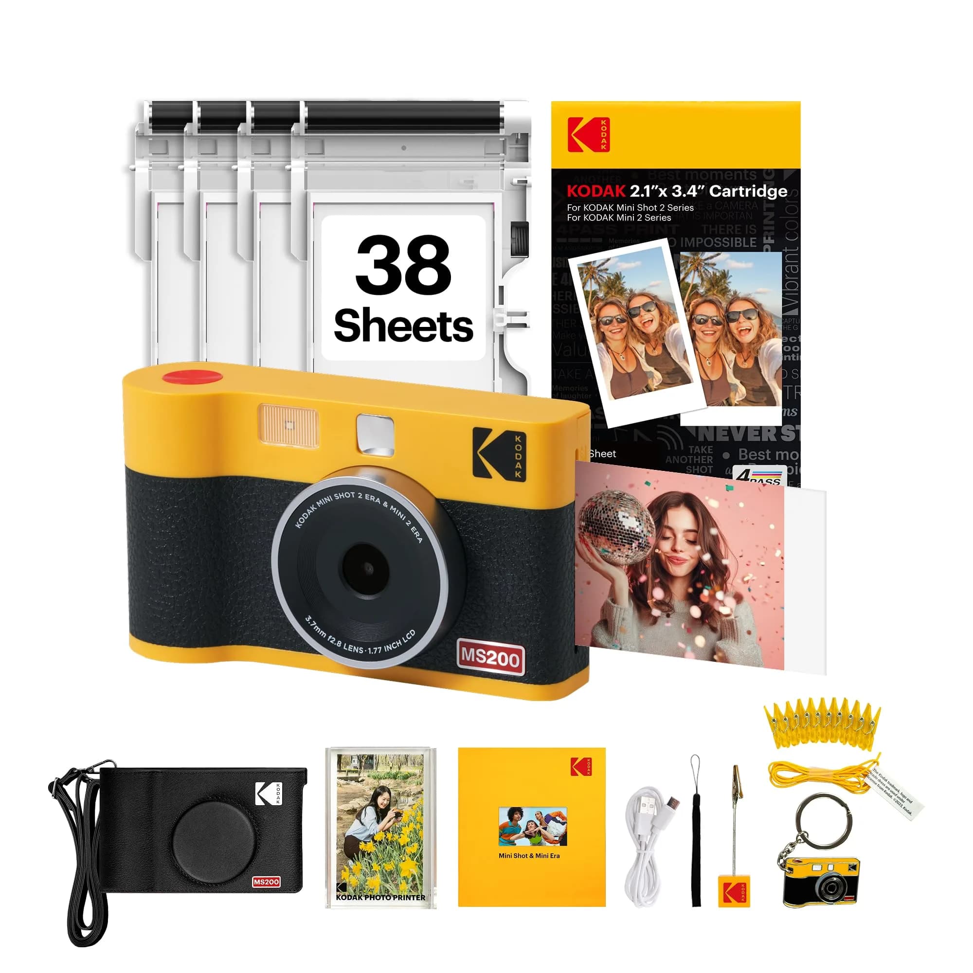 KODAK Mini Shot 2 ERA Instant Camera & Printer Bundle, Yellow | 2x3" Photos, 4PASS Dye-Sublimation, Bluetooth App Control - main product image