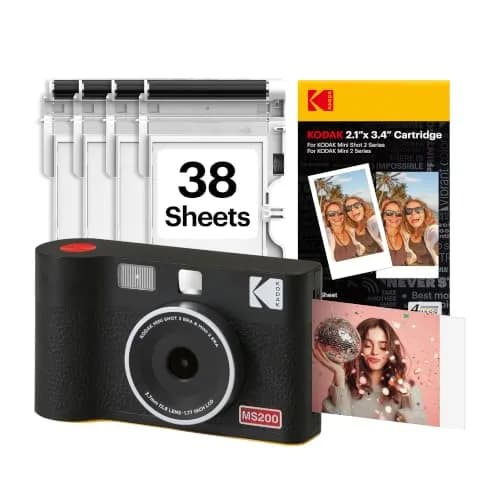 KODAK Mini Shot 2 ERA Instant Camera & Photo Printer 2x3" (Black, 38 Sheets) | Genuine 4PASS Dye-Sublimation Printing thumbnail 1