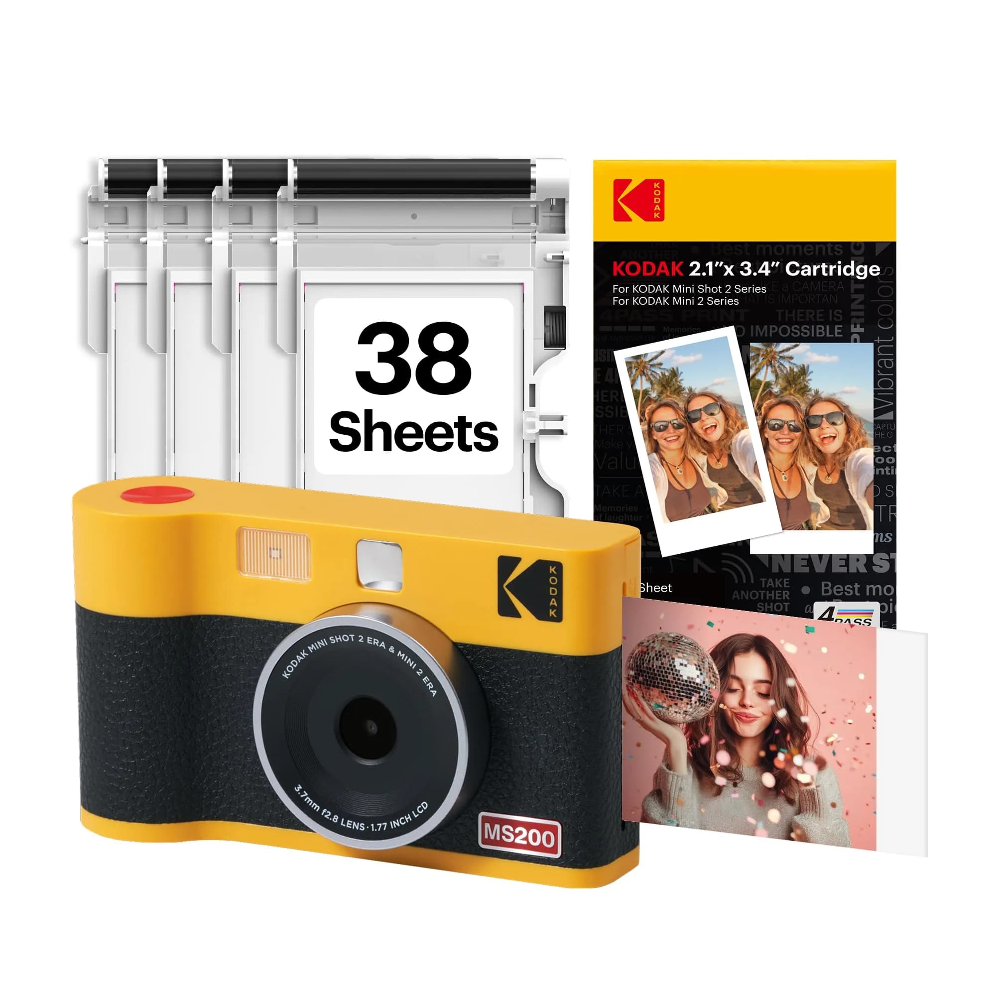 KODAK Mini Shot 2 ERA Instant Camera & Photo Printer Yellow | 2x3" Prints, 38 Sheets, Bluetooth - main product image