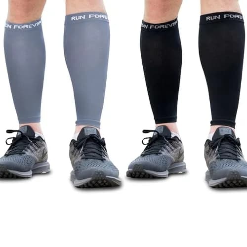 Run Forever Calf Compression Sleeve Small 2-Pair Black & Gray | 20-30mmHg Graduated Compression thumbnail 1