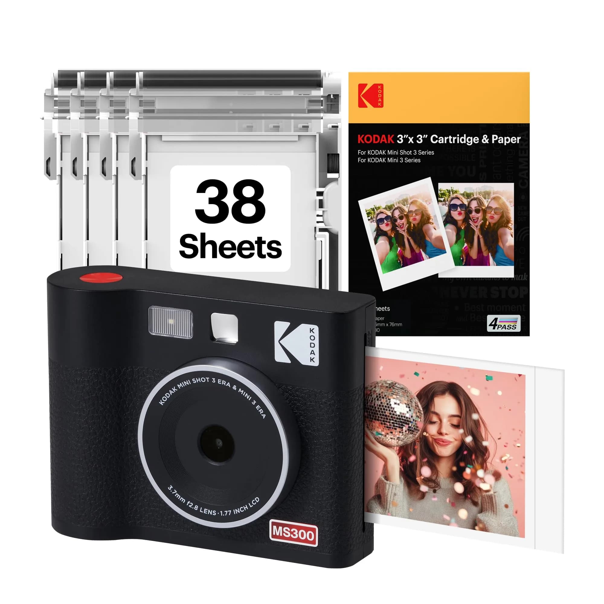 KODAK Mini Shot 3 ERA Instant Camera & Photo Printer, Black | 3x3" Prints, 13MP, Bluetooth - main product image