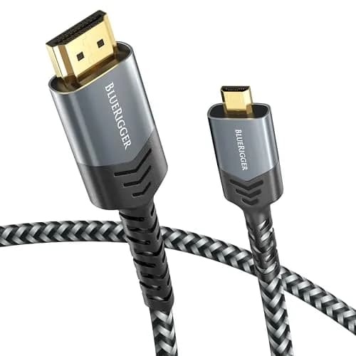 BlueRigger 4.57m (15FT) Micro HDMI to HDMI Cable | 4K@60Hz HDR, 18Gbps Braided Cord thumbnail 1