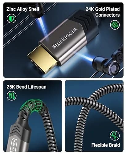 BlueRigger 4.57m (15FT) Micro HDMI to HDMI Cable | 4K@60Hz HDR, 18Gbps Braided Cord thumbnail 7