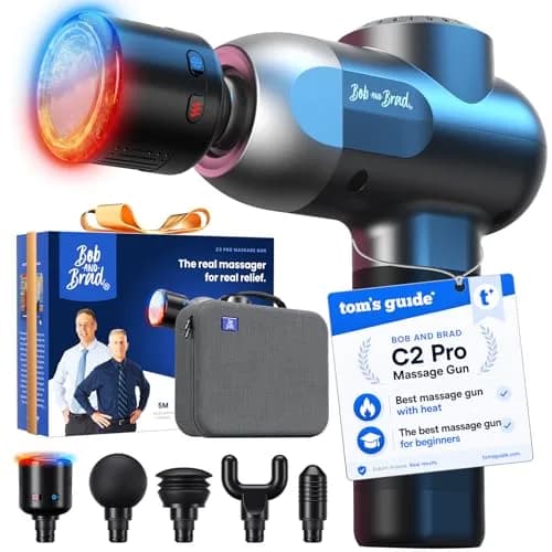 BOB AND BRAD C2 Pro Percussion Massage Gun with Heat & Cold Therapy, 1.5 lbs Mini Massage Gun | Deep Tissue Back Massager for Athletes — Titanium Black