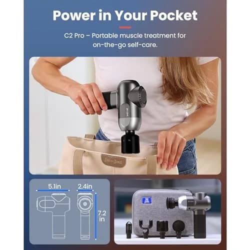 BOB AND BRAD C2 Pro Percussion Massage Gun with Heat & Cold Therapy, 1.5 lbs Mini Massage Gun | Deep Tissue Back Massager for Athletes thumbnail 7
