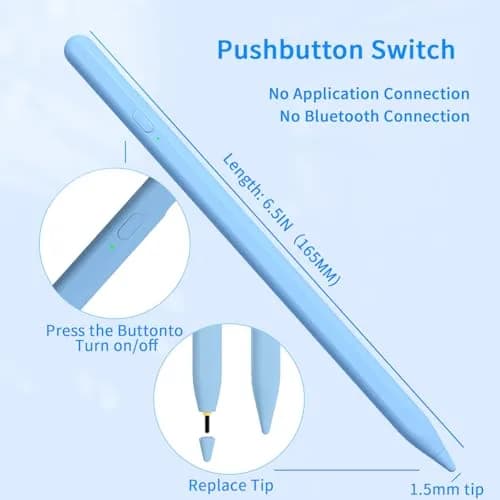 JXYHMY Universal Stylus Pen for Touch Screens, Fine Point iPad Pencil with Magnetic Adsorption & Power Display, Blue | Compatible with iPhone, iPad, Android thumbnail 3