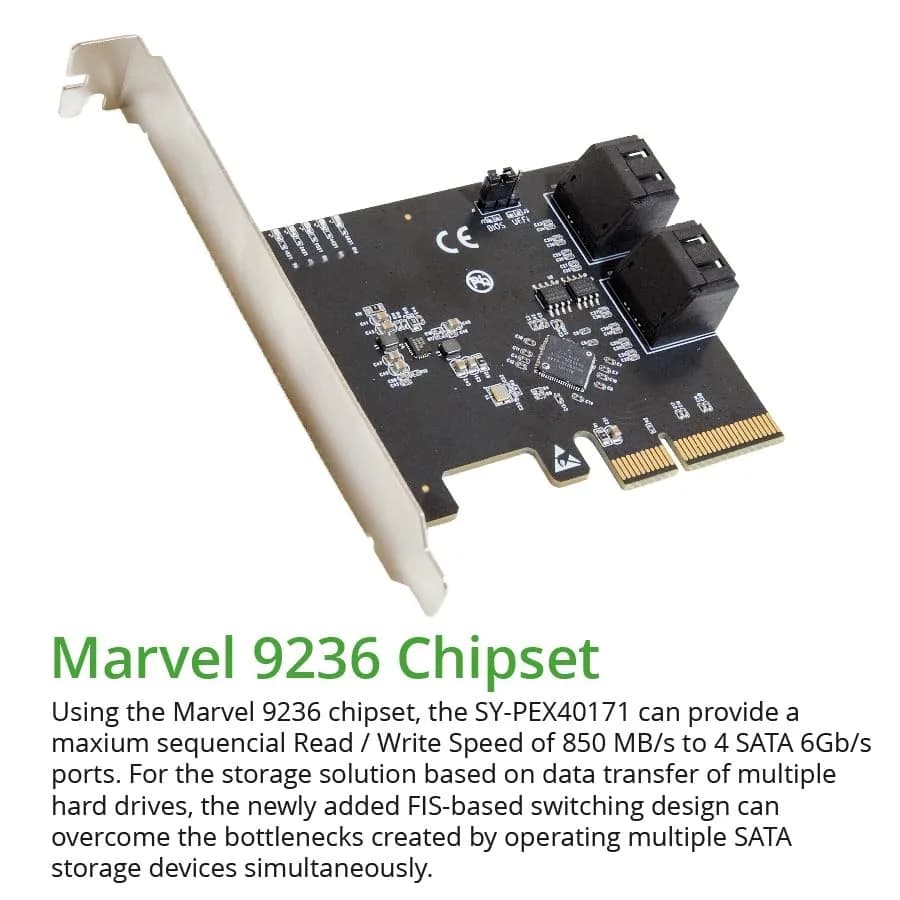 IO CREST 4 Port SATA III PCI-e x2 RAID Expansion Card thumbnail 4