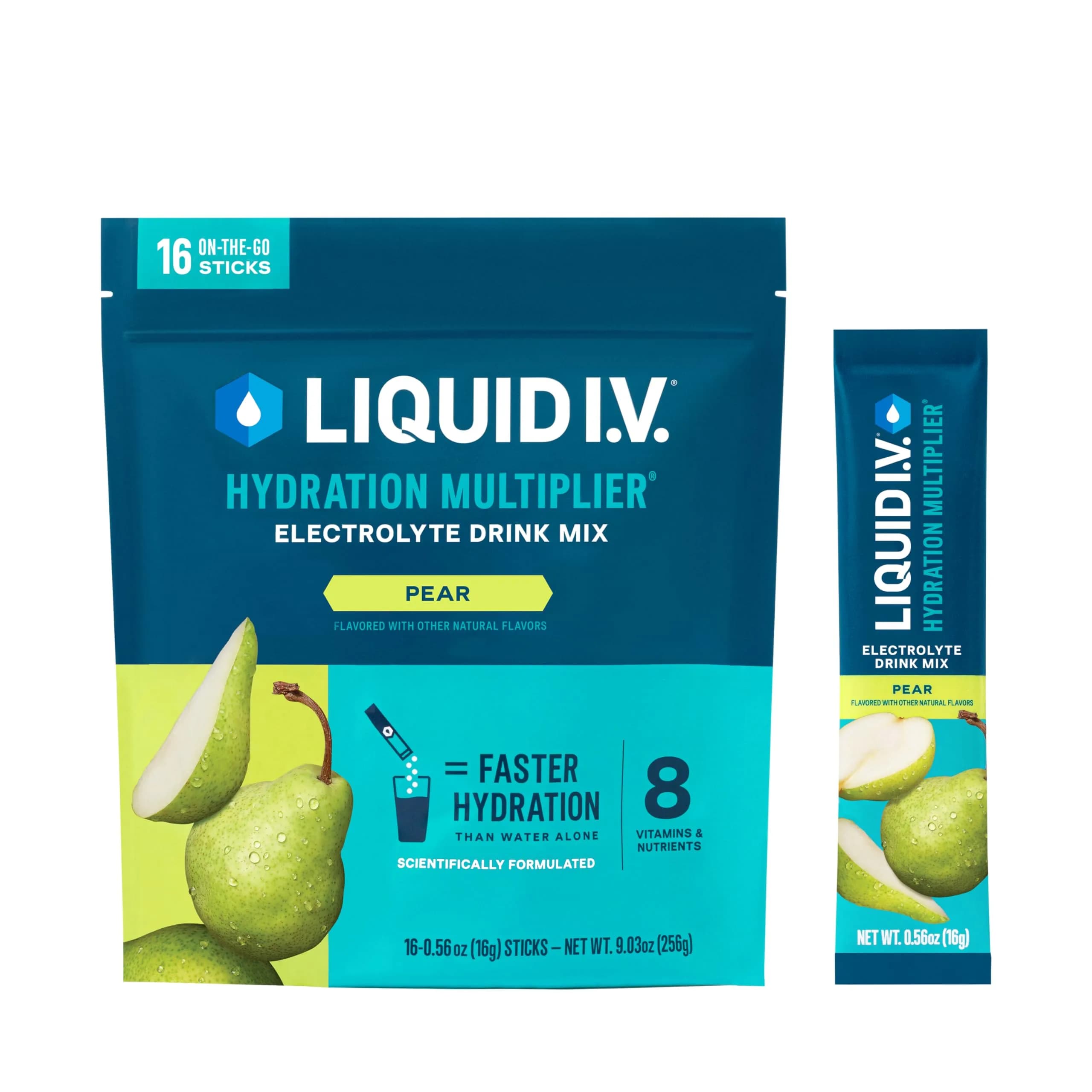 Liquid I.V. Hydration Multiplier Pear Flavor Electrolyte Powder Drink Mix 16 Servings | Clinically Tested Formula - main product image