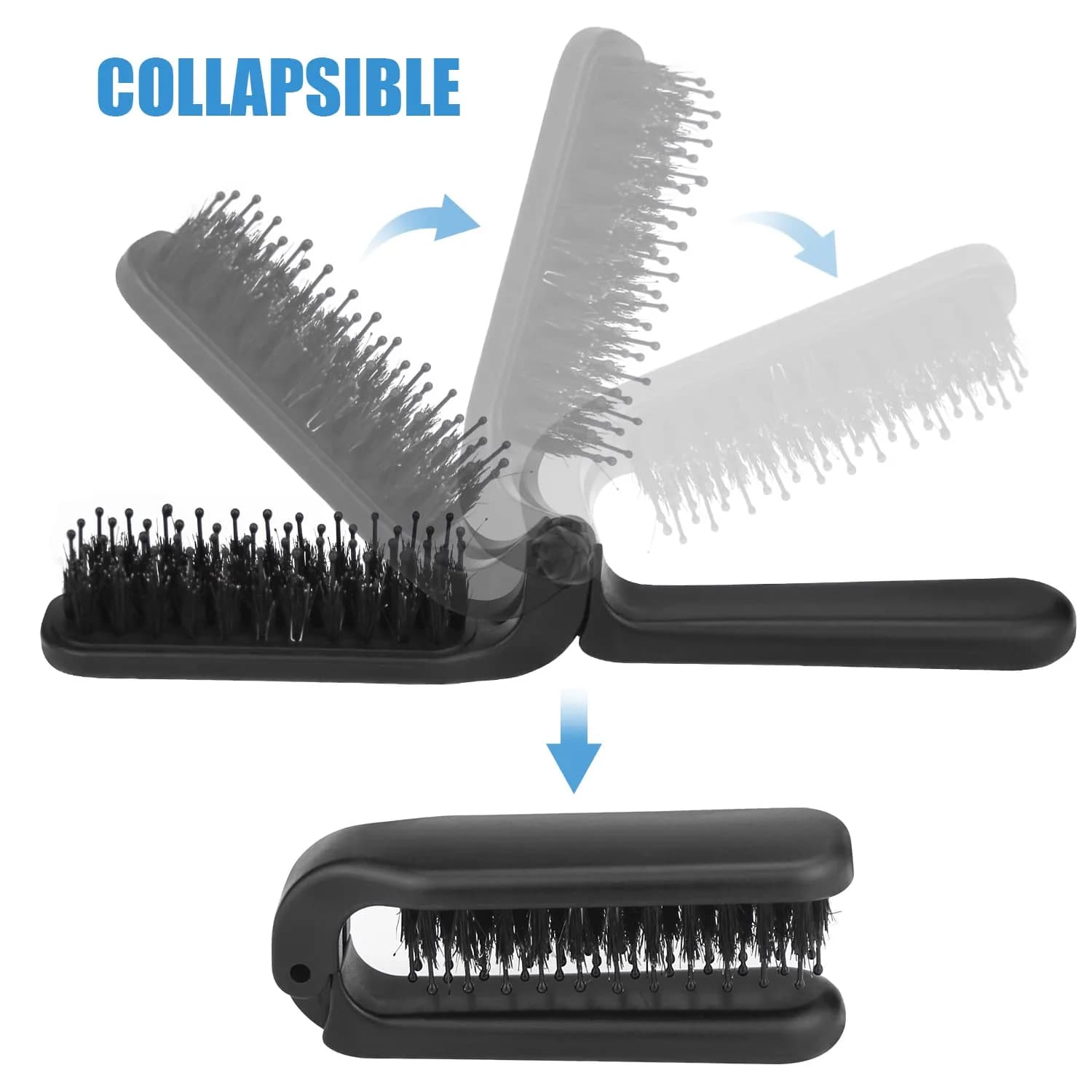 Ancable Folding Hair Brush - Black, Pack of 2 | Detangles & Smoothens Hair - view 4