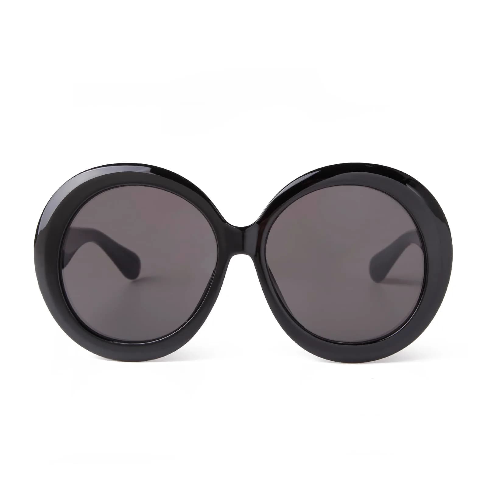 ADE WU Oversized Round Sunglasses for Women,Black Frame | 75mm UV400 Big Circle Shades — Black