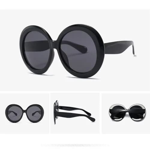 ADE WU Oversized Round Sunglasses for Women,Black Frame | 75mm UV400 Big Circle Shades thumbnail 4