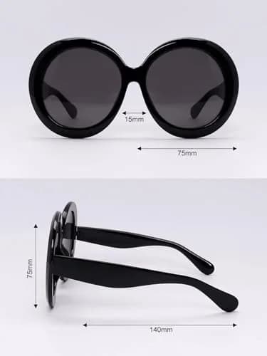 ADE WU Oversized Round Sunglasses for Women,Black Frame | 75mm UV400 Big Circle Shades thumbnail 5