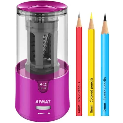 AFMAT Electric Pencil Sharpener for Colored Pencils, Auto Stop, Fast Sharpen in 3s, Large Hole Pencil Sharpener Plug in for 6-12mm No.2/Jumbo Pencils PS91 (Rose Red) thumbnail 1