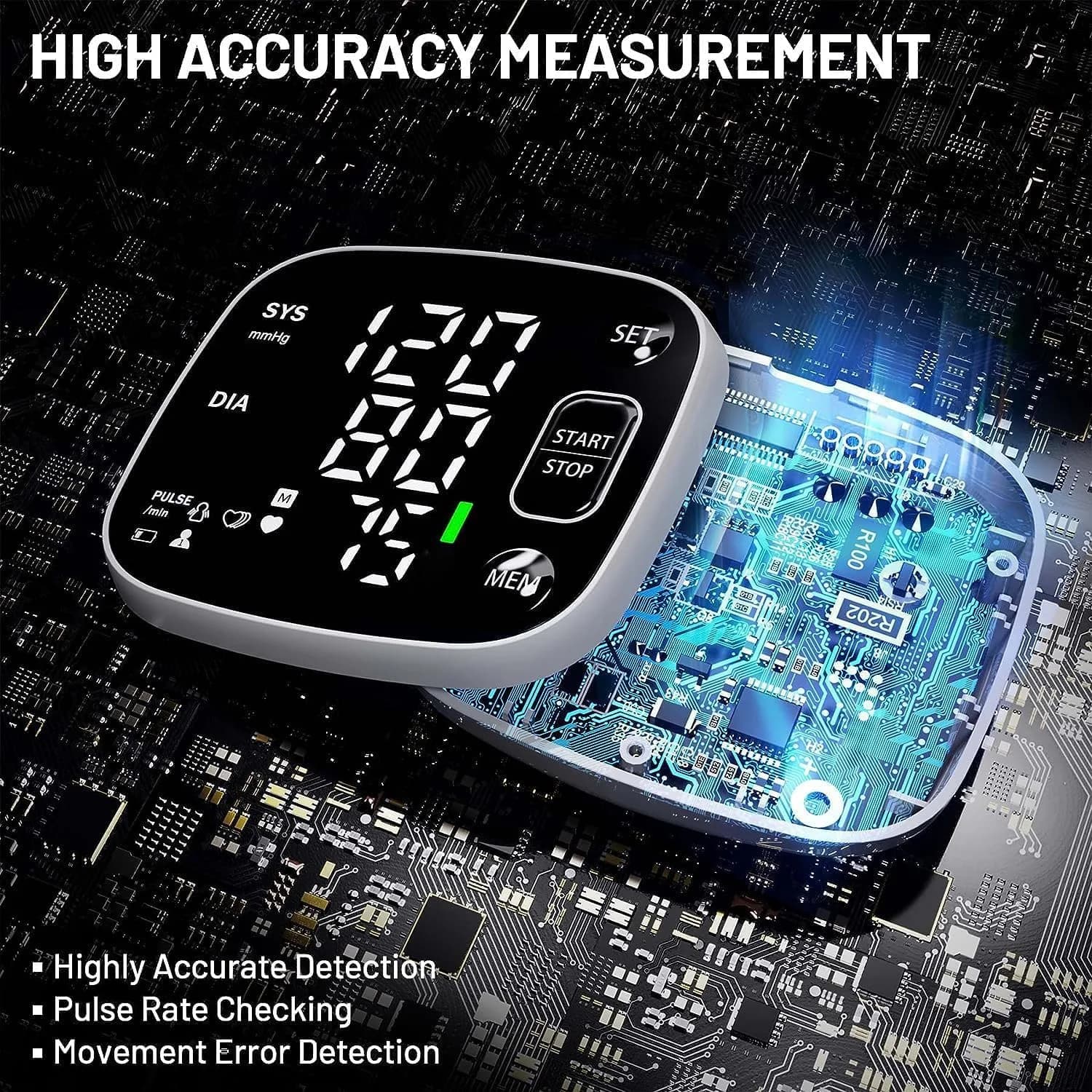 Oklar Rechargeable Wrist BP Monitor with Voice Broadcast & LED Display, 240 Readings for 2 Users | Accurate Home Health Monitoring - view 2