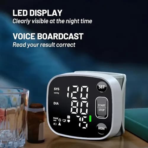 Oklar Automatic Wrist Blood Pressure Monitor | FDA Cleared Rechargeable BP Machine with Voice Broadcast & Dual User Mode thumbnail 4