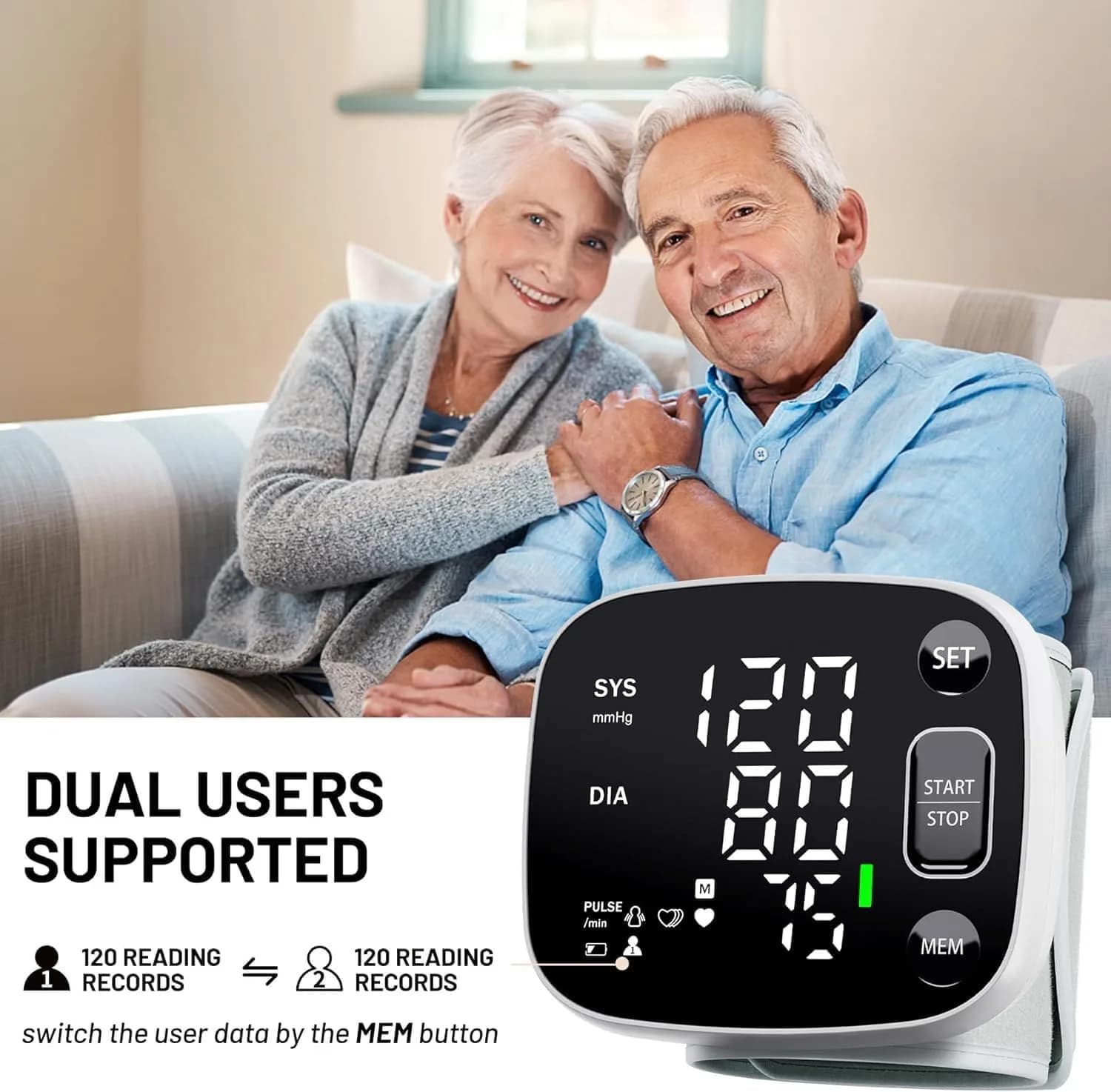 Oklar Rechargeable Wrist BP Monitor with Voice Broadcast & LED Display, 240 Readings for 2 Users | Accurate Home Health Monitoring - view 3