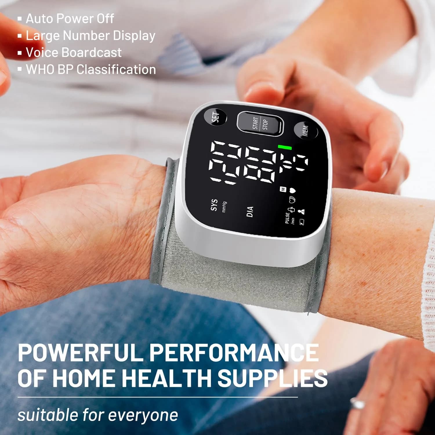 Oklar Rechargeable Wrist BP Monitor with Voice Broadcast & LED Display, 240 Readings for 2 Users | Accurate Home Health Monitoring - view 7