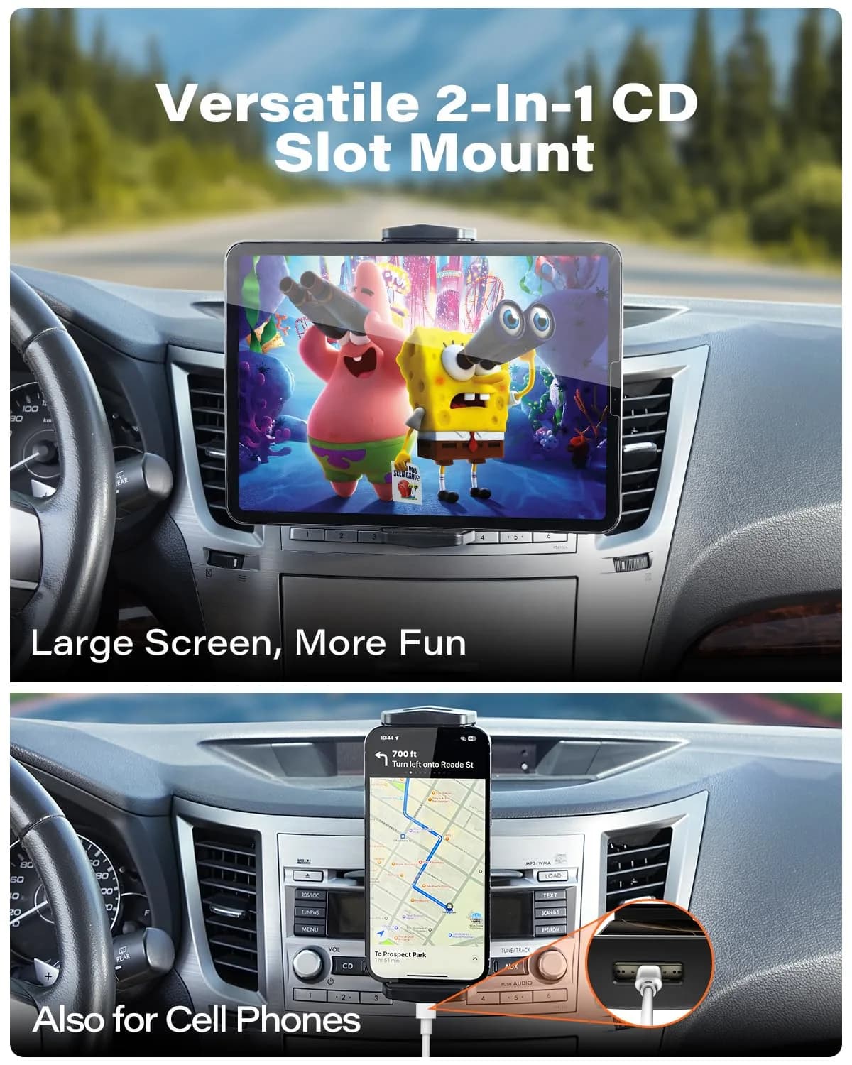 APPS2Car CD Slot Tablet Mount Holder for 4.7-13" Devices | Secure 360° Rotation for Road Trips - view 5