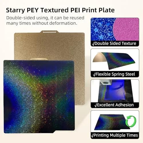 IdeaFormer-3D Rainbow PEY+Textured PEI Build Plate 257x257mm | Starry PEY & Frosted PEI for Bambu Lab Printers thumbnail 4