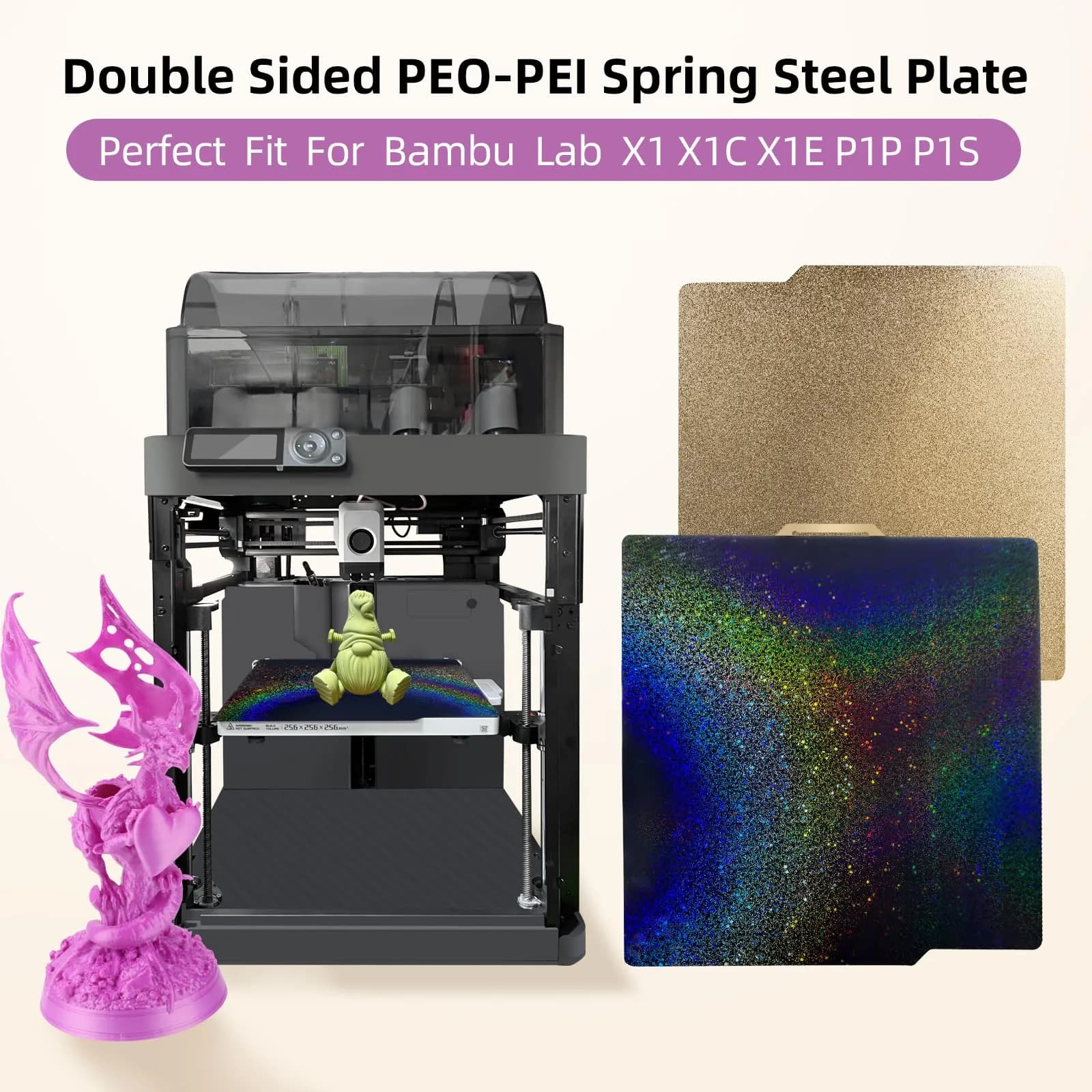 IdeaFormer-3D Rainbow PEY+Textured PEI Build Plate 257x257mm | Starry PEY & Frosted PEI for Bambu Lab Printers - view 6