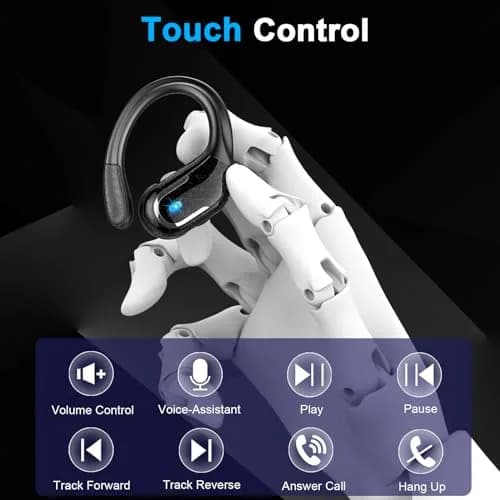 Ltinist Wireless Earbuds with Earhooks, 75Hrs Playtime, IP7 Waterproof, ENC Noise Cancelling, Bluetooth 5.4, Deep Bass (Black) thumbnail 6