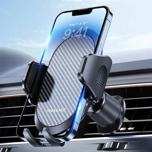 Miracase Car Phone Holder with Metal Hook Clip | Universal Air Vent Mount for Smartphones, Garmin GPS, iPhone & Android, Dark Black thumbnail 1