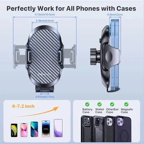Miracase Car Phone Holder with Metal Hook Clip | Universal Air Vent Mount for Smartphones, Garmin GPS, iPhone & Android, Dark Black thumbnail 6