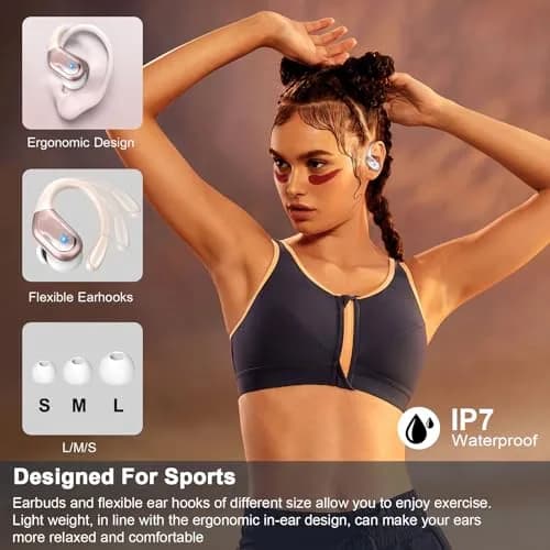 Ltinist Wireless Earbud with Bluetooth 5.4, 75H Playtime, Waterproof IP7, ENC Noise Canceling Mic, Rosegold thumbnail 6