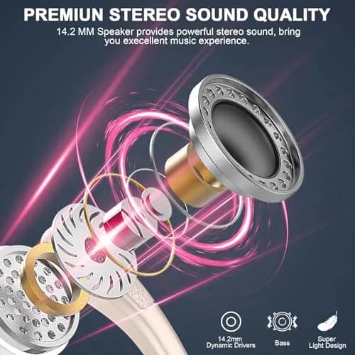 Ltinist Wireless Earbud with Bluetooth 5.4, 75H Playtime, Waterproof IP7, ENC Noise Canceling Mic, Rosegold thumbnail 2