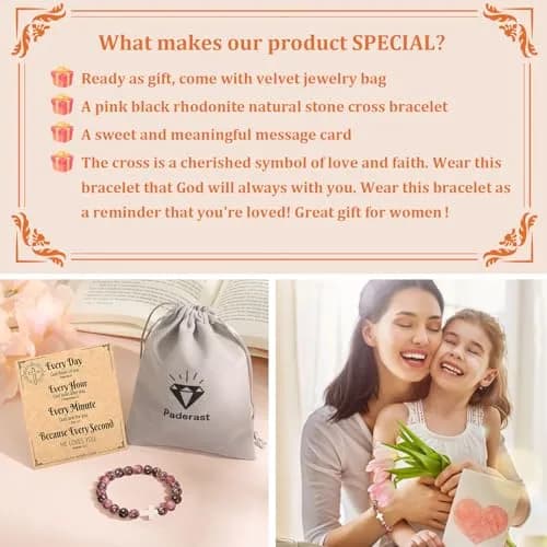 Paderast Red Natural Stone Cross Bracelet 17.8 cm (7") | Inspirational Faith Jewelry for Women thumbnail 7